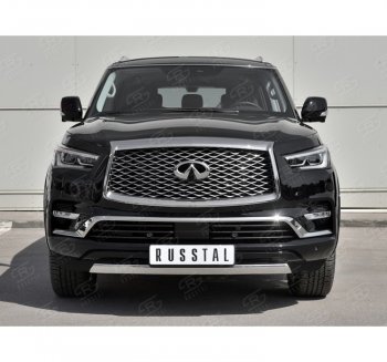 13 999 р. Защита переднего бампера (Ø75х42 мм, нержавейка) Russtal INFINITI QX80 Z62 2-ой рестайлинг (2018-2024)  с доставкой в г. Вологда. Увеличить фотографию 4