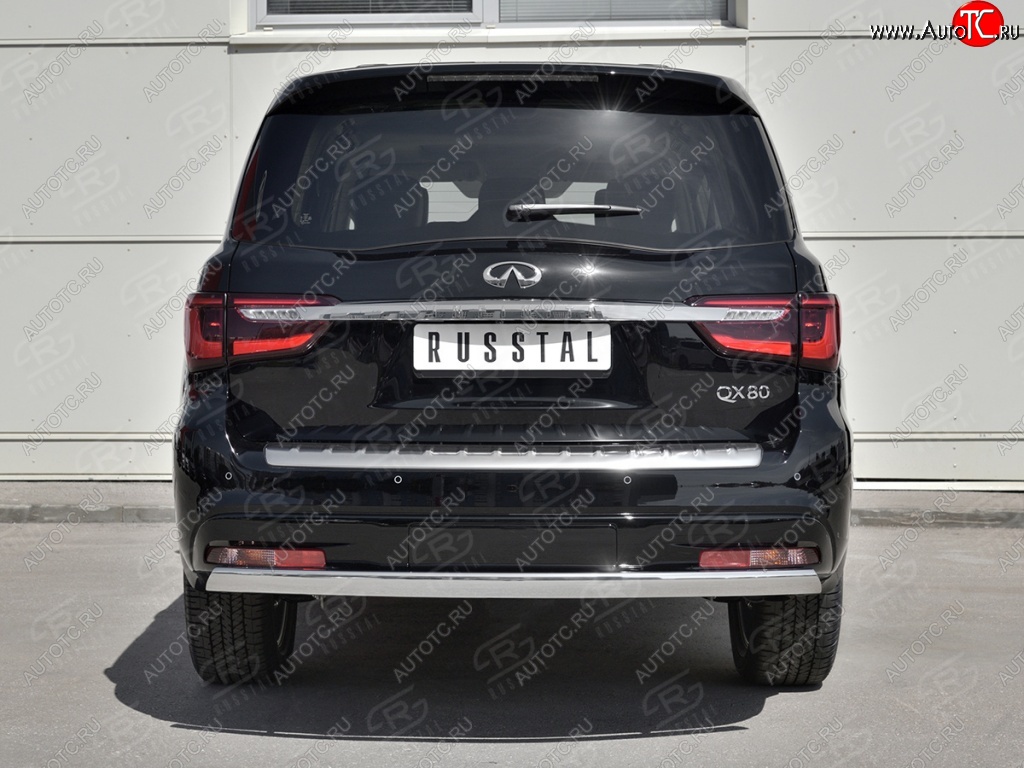 15 499 р. Защита заднего бампера (Ø75х42 мм, нержавейка) Russtal INFINITI QX80 Z62 2-ой рестайлинг (2018-2024)  с доставкой в г. Вологда