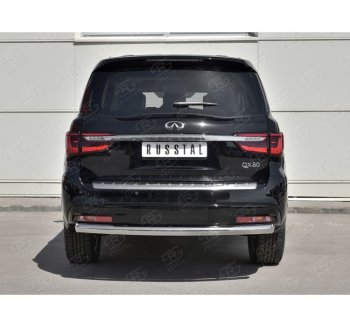 19 999 р. Защита заднего бампера (Ø76 мм, нержавейка) SLITKOFF INFINITI QX80 Z62 2-ой рестайлинг (2018-2024)  с доставкой в г. Вологда. Увеличить фотографию 4