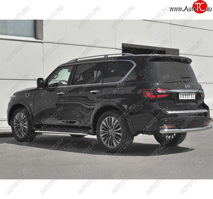 19 999 р. Защита заднего бампера (Ø76 мм, нержавейка) SLITKOFF INFINITI QX80 Z62 2-ой рестайлинг (2018-2024)  с доставкой в г. Вологда