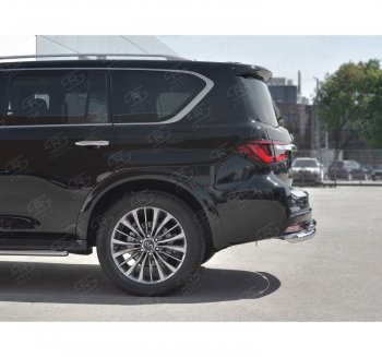 21 549 р. Защита заднего бампера (2 трубы Ø76 и 42 мм, нержавейка) SLITKOFF INFINITI QX80 Z62 2-ой рестайлинг (2018-2024)  с доставкой в г. Вологда. Увеличить фотографию 2