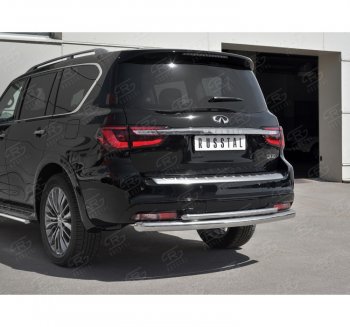 21 549 р. Защита заднего бампера (2 трубы Ø76 и 42 мм, нержавейка) SLITKOFF INFINITI QX80 Z62 2-ой рестайлинг (2018-2024)  с доставкой в г. Вологда. Увеличить фотографию 3