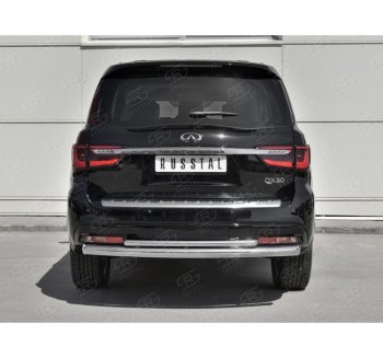 21 549 р. Защита заднего бампера (2 трубы Ø76 и 42 мм, нержавейка) SLITKOFF INFINITI QX80 Z62 2-ой рестайлинг (2018-2024)  с доставкой в г. Вологда. Увеличить фотографию 4