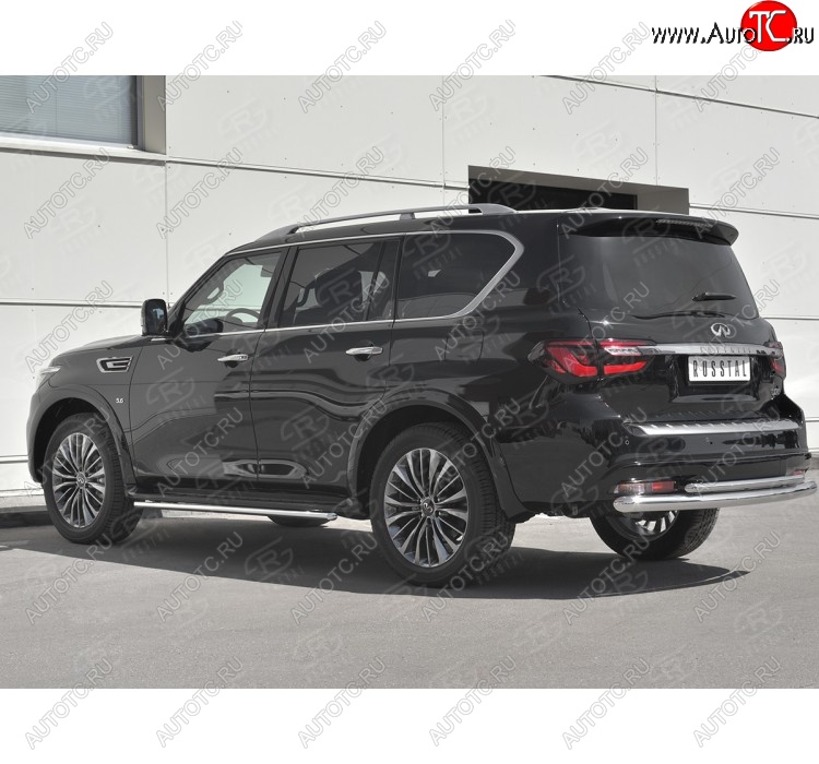 21 549 р. Защита заднего бампера (2 трубы Ø76 и 42 мм, нержавейка) SLITKOFF INFINITI QX80 Z62 2-ой рестайлинг (2018-2024)  с доставкой в г. Вологда