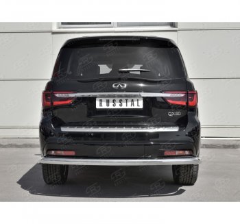 15 749 р. Защита заднего бампера (Ø76 мм, нержавейка) SLITKOFF INFINITI QX80 Z62 2-ой рестайлинг (2018-2024)  с доставкой в г. Вологда. Увеличить фотографию 4