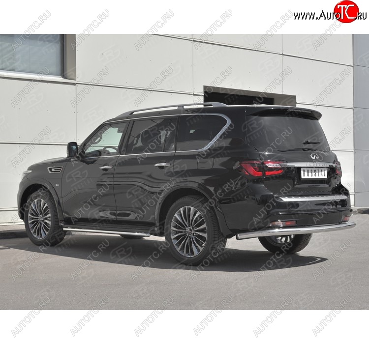 15 749 р. Защита заднего бампера (Ø76 мм, нержавейка) SLITKOFF INFINITI QX80 Z62 2-ой рестайлинг (2018-2024)  с доставкой в г. Вологда
