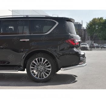 16 849 р. Защита заднего бампера (Ø76 мм уголки, нержавейка) SLITKOFF INFINITI QX80 Z62 2-ой рестайлинг (2018-2024)  с доставкой в г. Вологда. Увеличить фотографию 2