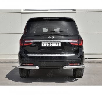 16 849 р. Защита заднего бампера (Ø76 мм уголки, нержавейка) SLITKOFF INFINITI QX80 Z62 2-ой рестайлинг (2018-2024)  с доставкой в г. Вологда. Увеличить фотографию 4