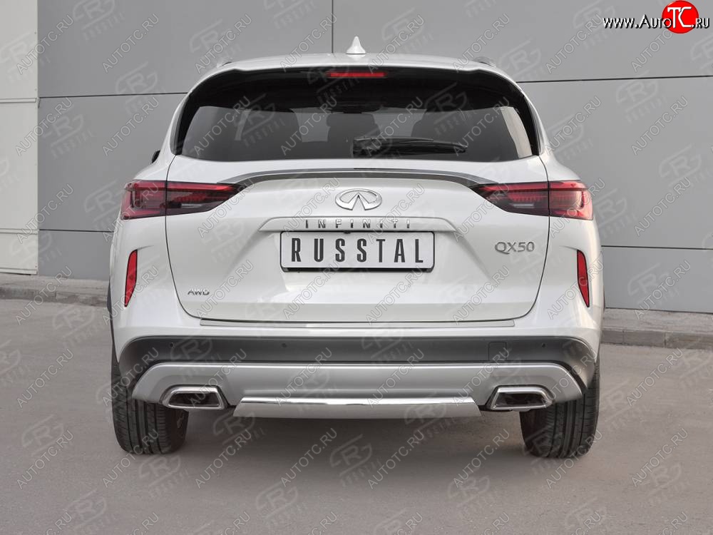 13 899 р. Защита заднего бампера (Ø75x42 мм, нержавейка) Russtal INFINITI Qx50 J55 (2017-2022)  с доставкой в г. Вологда