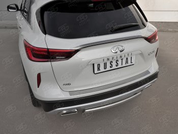 1 479 р. Защитная накладка на задний бампер Russtal (нержавейка зеркальная) INFINITI Qx50 J55 (2017-2022)  с доставкой в г. Вологда. Увеличить фотографию 2