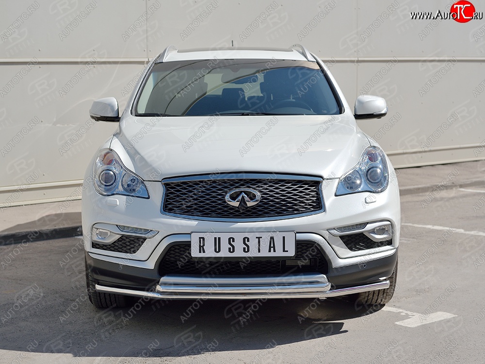 17 899 р. Защита переднего бампера (2 трубыØ42 мм, нержавейка) SLITKOFF INFINITI Qx50 J50 дорестайлинг (2013-2016)  с доставкой в г. Вологда