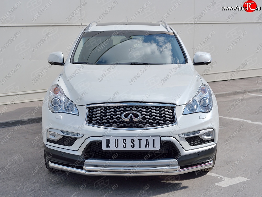 18 849 р. Защита переднего бампера (2 трубыØ63 и 42 мм, нержавейка) SLITKOFF INFINITI Qx50 J50 дорестайлинг (2013-2016)  с доставкой в г. Вологда