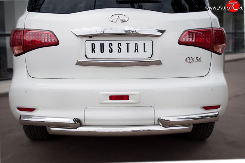 20 099 р. Защита заднего бампера (Ø76 мм, нержавейка) SLITKOFF INFINITI QX56 Z62 (2010-2013)  с доставкой в г. Вологда