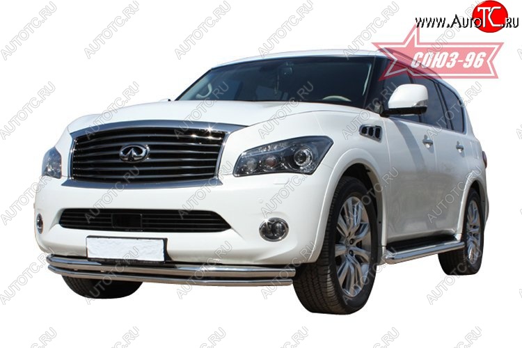 34 379 р. Защита переднего бампера двойная Souz-96 (d76/60) INFINITI QX56 Z62 (2010-2013)  с доставкой в г. Вологда