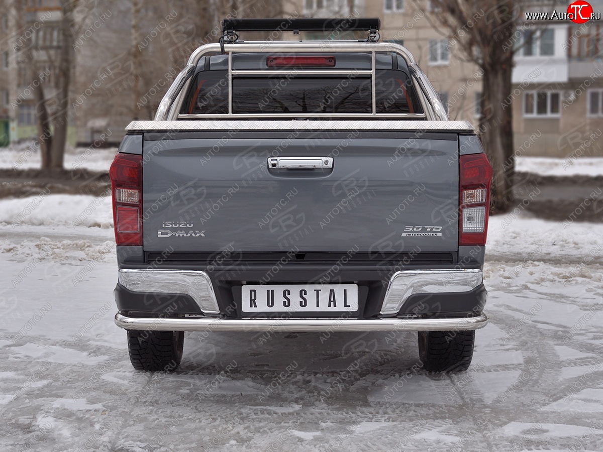 19 349 р. Защита заднего бампера (Ø63/63 мм, нержавейка) SLITKOFF Isuzu D-Max RT85,TFR DoubleCab рестайлинг (2015-2021)  с доставкой в г. Вологда
