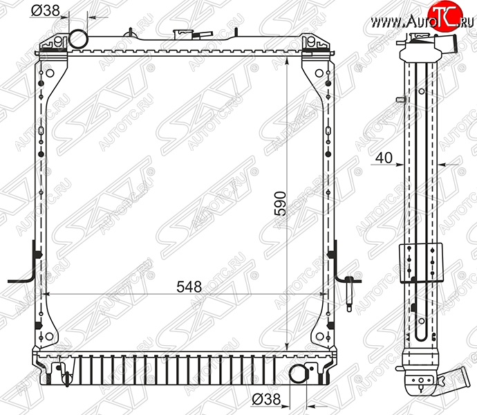 11 399 р. Радиатор двигателя (пластинчатый, МКПП) SAT Isuzu Elf (NPR75)  дорестайлинг (2006-2014)  с доставкой в г. Вологда