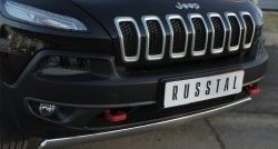 5 749 р. Защита переднего бампера (Trailhawk Ø75х42 мм, нержавейка) Russtal Jeep Cherokee KL дорестайлинг (2014-2017)  с доставкой в г. Вологда. Увеличить фотографию 2