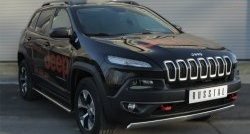 5 749 р. Защита переднего бампера (Trailhawk Ø75х42 мм, нержавейка) Russtal Jeep Cherokee KL дорестайлинг (2014-2017)  с доставкой в г. Вологда. Увеличить фотографию 4