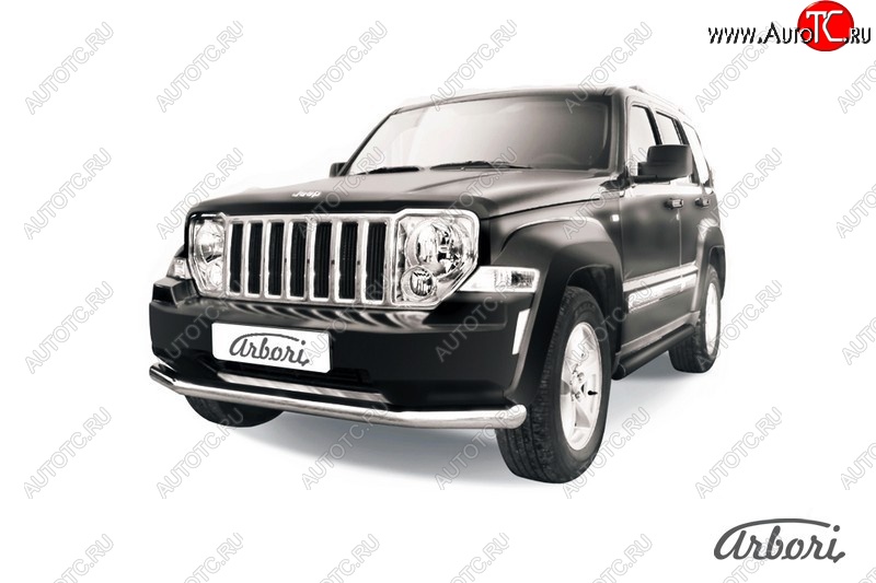 21 689 р. Защита переднего бампера Arbori (нержавейка, 1 труба d76 mm). Jeep Cherokee KK (2007-2014)  с доставкой в г. Вологда