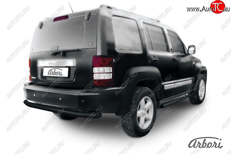 8 459 р. Защита заднего бампера Arbori (черная, 1 труба d76 mm). Jeep Cherokee KJ дорестайлинг (2001-2005)  с доставкой в г. Вологда