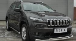 16 999 р. Защита переднего бампера (2 трубыØ63 и 42 мм, нержавейка) SLITKOFF Jeep Cherokee KL дорестайлинг (2014-2017)  с доставкой в г. Вологда. Увеличить фотографию 2