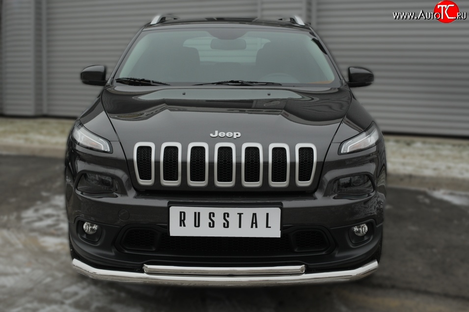 16 999 р. Защита переднего бампера (2 трубыØ63 и 42 мм, нержавейка) SLITKOFF Jeep Cherokee KL дорестайлинг (2014-2017)  с доставкой в г. Вологда