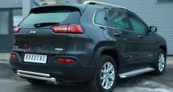 16 499 р. Защита заднего бампера (Ø63 и 42 мм, нержавейка) SLITKOFF Jeep Cherokee KL дорестайлинг (2014-2017)  с доставкой в г. Вологда. Увеличить фотографию 3