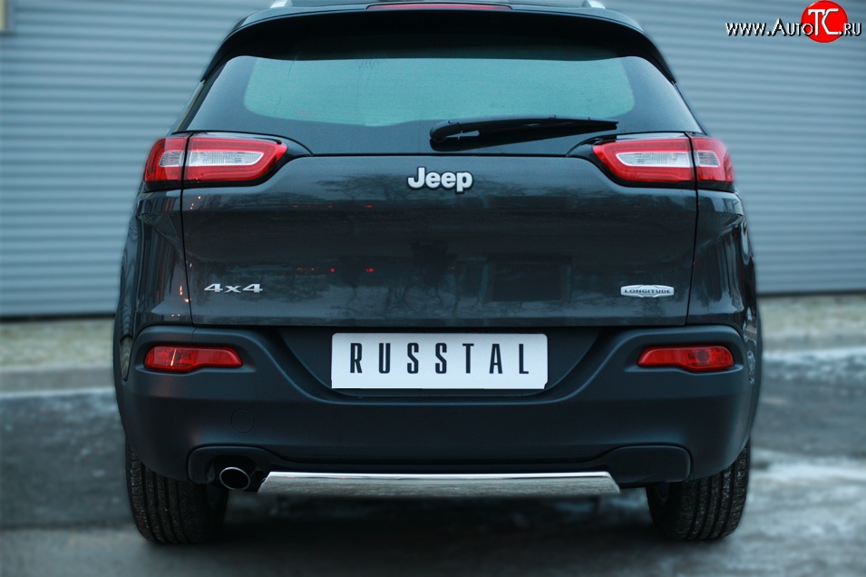 11 599 р. Защита заднего бампера (Ø75x42 мм, нержавейка) Russtal Jeep Cherokee KL дорестайлинг (2014-2017)  с доставкой в г. Вологда