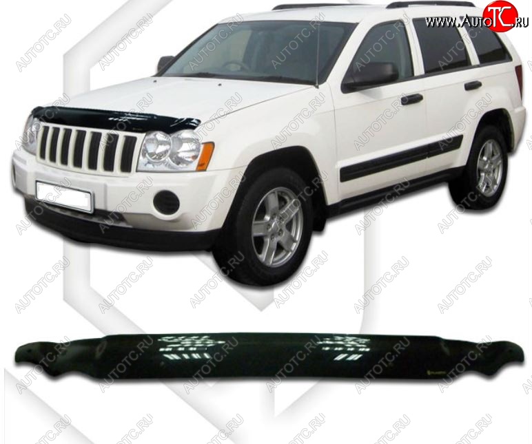 2 079 р. Дефлектор капота CA-Plastiс  Jeep Grand Cherokee  WK (2004-2010) (Classic черный, Без надписи)  с доставкой в г. Вологда