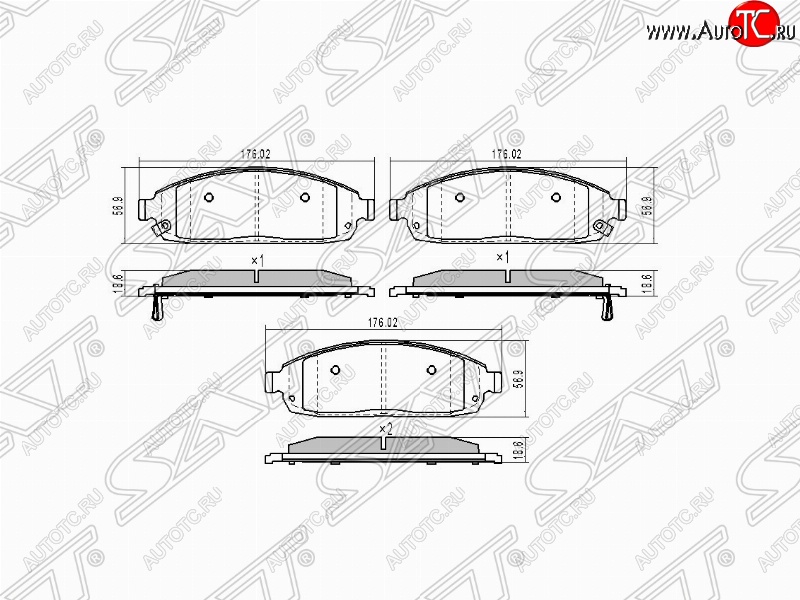 1 329 р. Колодки тормозные SAT (передние) Jeep Grand Cherokee WK (2004-2010)  с доставкой в г. Вологда