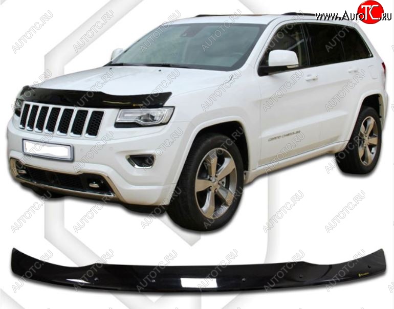 1 999 р. Дефлектор капота CA-Plastiс  Jeep Grand Cherokee  WK2 (2010-2022) дорестайлинг, 1-ый рестайлинг, 2-ой рестайлинг (Classic черный, Без надписи)  с доставкой в г. Вологда