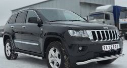 12 299 р. Защита порогов из круглой трубы диаметром 63 мм Russtal Jeep Grand Cherokee WK2 дорестайлинг (2010-2013) (Защита порогов с со скосами на торцах (вариант 1))  с доставкой в г. Вологда. Увеличить фотографию 4