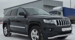 12 299 р. Защита порогов из круглой трубы диаметром 63 мм Russtal Jeep Grand Cherokee WK2 дорестайлинг (2010-2013) (Защита порогов с со скосами на торцах (вариант 1))  с доставкой в г. Вологда. Увеличить фотографию 2