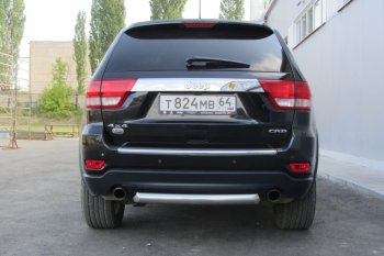 6 999 р. Защита заднего бампера из трубы d76 Slitkoff (короткая) Jeep Grand Cherokee WK2 дорестайлинг (2010-2013) (Цвет: серебристый)  с доставкой в г. Вологда. Увеличить фотографию 2