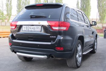 6 999 р. Защита заднего бампера из трубы d76 Slitkoff (короткая) Jeep Grand Cherokee WK2 дорестайлинг (2010-2013) (Цвет: серебристый)  с доставкой в г. Вологда. Увеличить фотографию 3