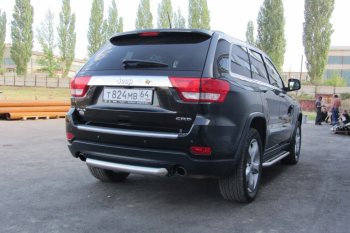 6 999 р. Защита заднего бампера из трубы d76 Slitkoff (короткая) Jeep Grand Cherokee WK2 дорестайлинг (2010-2013) (Цвет: серебристый)  с доставкой в г. Вологда. Увеличить фотографию 4