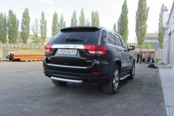 6 999 р. Защита заднего бампера из трубы d76 Slitkoff (короткая) Jeep Grand Cherokee WK2 дорестайлинг (2010-2013) (Цвет: серебристый)  с доставкой в г. Вологда. Увеличить фотографию 5