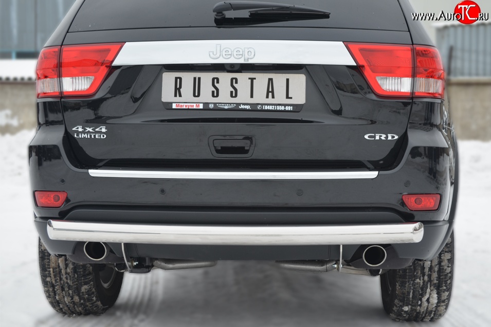 6 699 р. Одинарная защита заднего бампера из трубы диаметром 76 мм SLITKOFF Jeep Grand Cherokee WK2 дорестайлинг (2010-2013)  с доставкой в г. Вологда