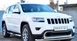 19 999 р. Защита переднего бампера (2 трубыØ76 и 63 мм, нержавейка) SLITKOFF Jeep Grand Cherokee WK2 1-ый рестайлинг (2013-2018)  с доставкой в г. Вологда. Увеличить фотографию 3