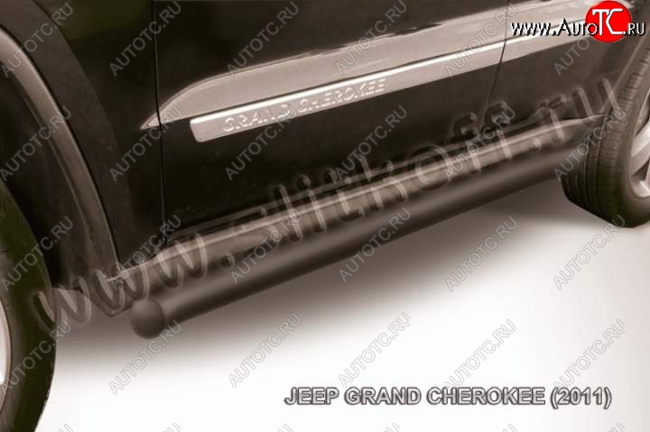 14 349 р. Защита порогов из труб d76 Slitkoff (с гибами) Jeep Grand Cherokee WK2 дорестайлинг (2010-2013) (Цвет: серебристый)  с доставкой в г. Вологда