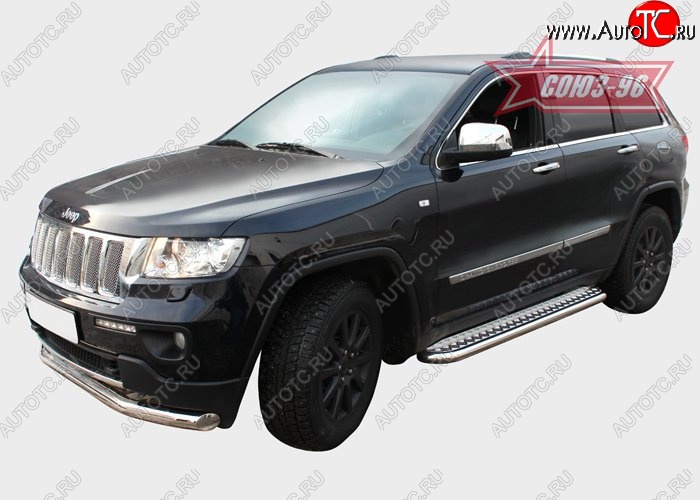 17 639 р. Защита порогов с листом Souz-96 (d60). Jeep Grand Cherokee WK2 дорестайлинг (2010-2013)  с доставкой в г. Вологда