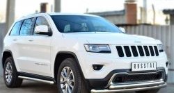 14 449 р. Защита порогов с пластиковыми вставками для ног из круглой трубы диаметром 76 мм Russtal Jeep Grand Cherokee WK2 дорестайлинг (2010-2013) (Защита порогов с со скосами на торцах (вариант 1))  с доставкой в г. Вологда. Увеличить фотографию 3