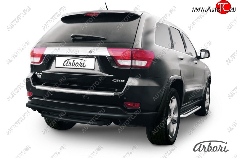 6 749 р. Защита заднего бампера Arbori (черная, 2 трубы d57 и 57 mm). Jeep Grand Cherokee WK2 дорестайлинг (2010-2013)  с доставкой в г. Вологда