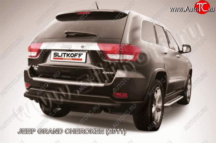 10 649 р. Защита заднего бампера из трубы d57 Slitkoff (дуга, длинная) Jeep Grand Cherokee WK2 дорестайлинг (2010-2013) (Цвет: серебристый)  с доставкой в г. Вологда