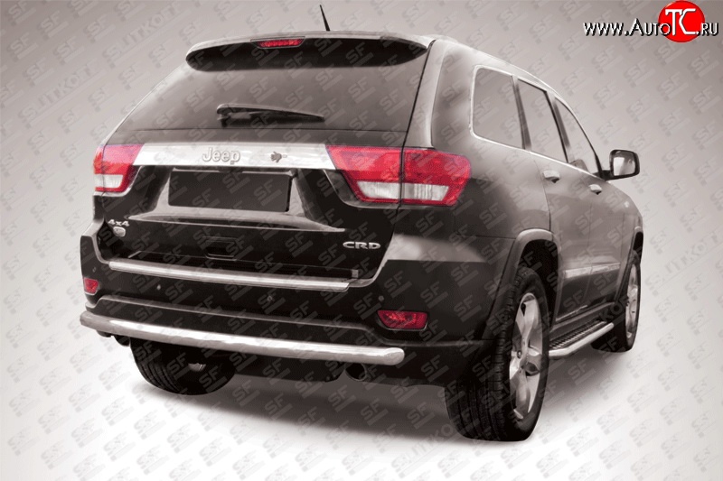 14 999 р. Защита заднего бампера из длинной трубы диаметром 57 мм Slitkoff Jeep Grand Cherokee WK2 дорестайлинг (2010-2013) (Нержавейка, Полированная)  с доставкой в г. Вологда