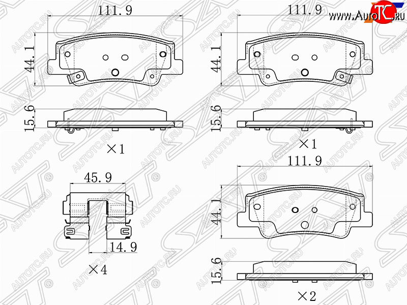 2 159 р. Задние тормозные колодки SAT Hyundai Sonata DN8 (2019-2022)  с доставкой в г. Вологда