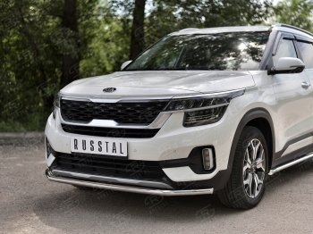 16 949 р. Защита переднего бампера (Ø42 мм, нержавейка) SLITKOFF KIA Seltos (2019-2025)  с доставкой в г. Вологда. Увеличить фотографию 3