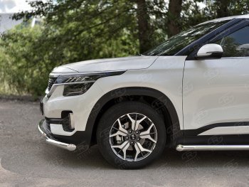 20 999 р. Защита переднего бампера (2 трубы Ø63 и 42 мм, нержавейка) SLITKOFF KIA Seltos (2019-2025)  с доставкой в г. Вологда. Увеличить фотографию 3