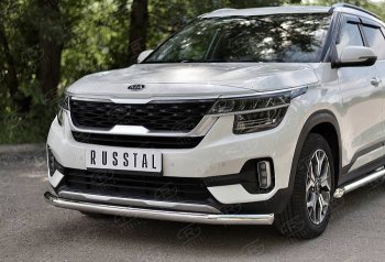 17 449 р. Защита переднего бампера (Ø 63 мм, нержавейка) SLITKOFF KIA Seltos (2019-2025)  с доставкой в г. Вологда. Увеличить фотографию 2