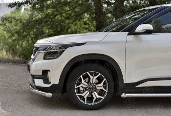 17 449 р. Защита переднего бампера (Ø 63 мм, нержавейка) SLITKOFF KIA Seltos (2019-2025)  с доставкой в г. Вологда. Увеличить фотографию 3